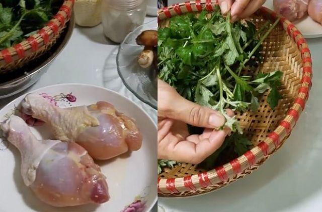 Nguyên liệu làm gà tần ngải cứu